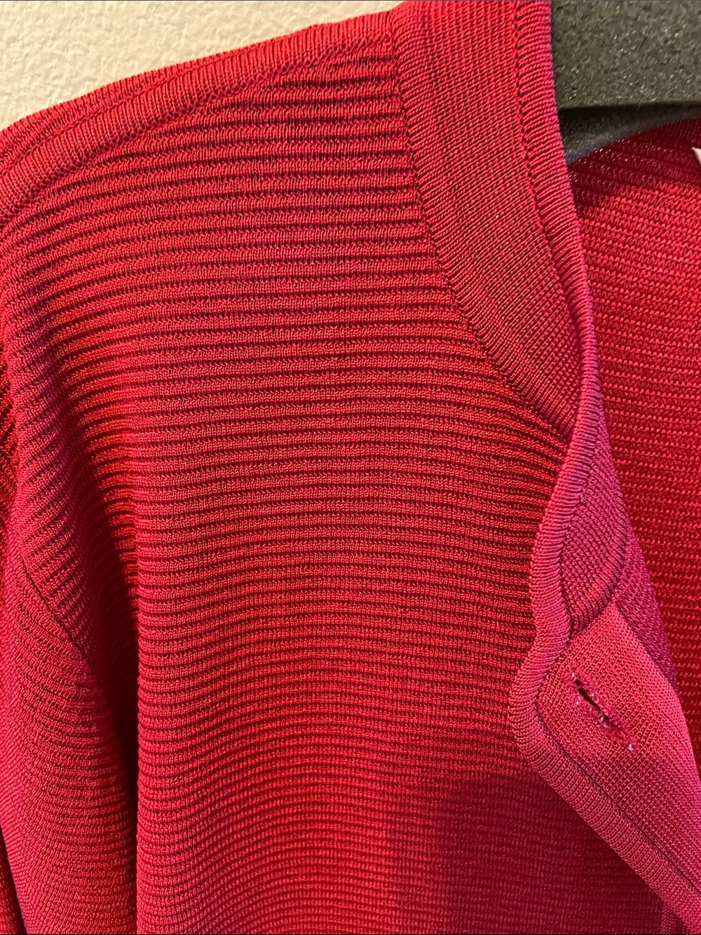 Misook Deep Red Long Ribbed Button Cardigan L - Picture 3 of 6